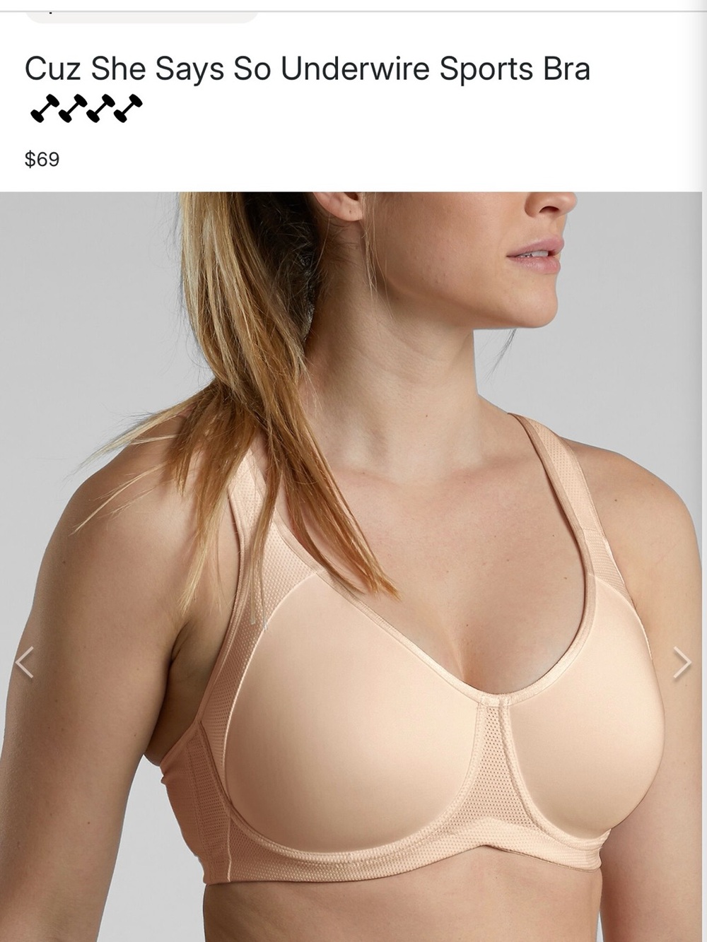 Title Nine Cuz She Says So Sports Bra sz 36C * Underwire High Impact by Anita